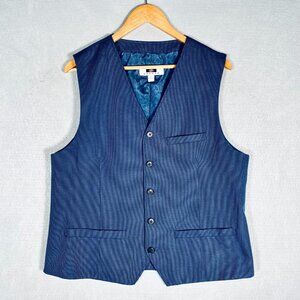 Joseph Abboud Vest Mens L Blue Cotton Button Up Waistcoat Modern